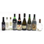 Nine bottles of alcohol including Cotes du Rhone red wine