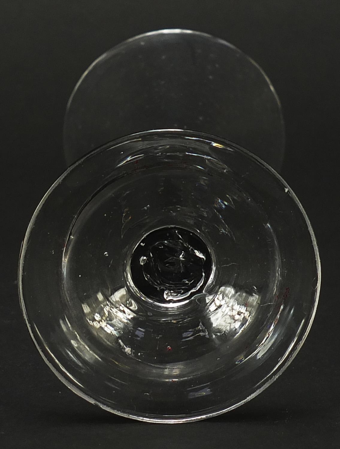 18th century wine glass with enclosed tear bubbles, 16.5cm high - Image 3 of 3