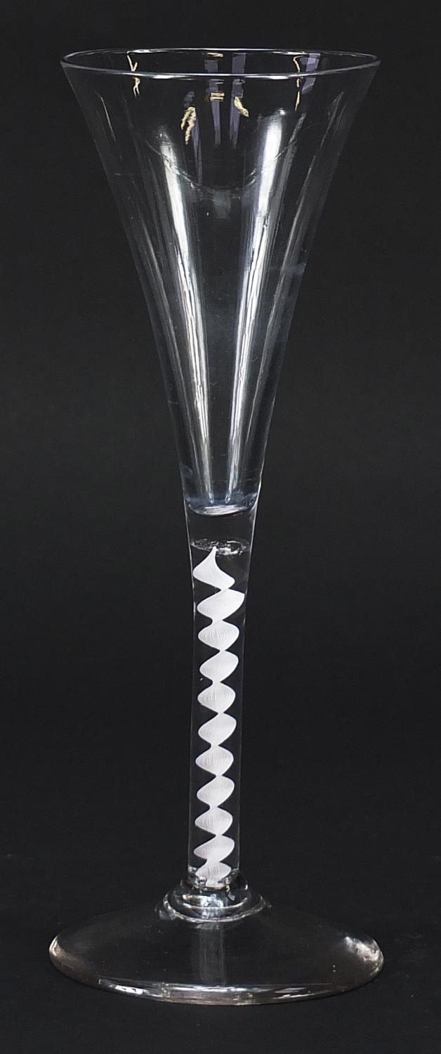 18th century wine glass with opaque twist stem, 18.5cm high