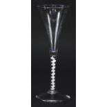 18th century wine glass with opaque twist stem, 18.5cm high