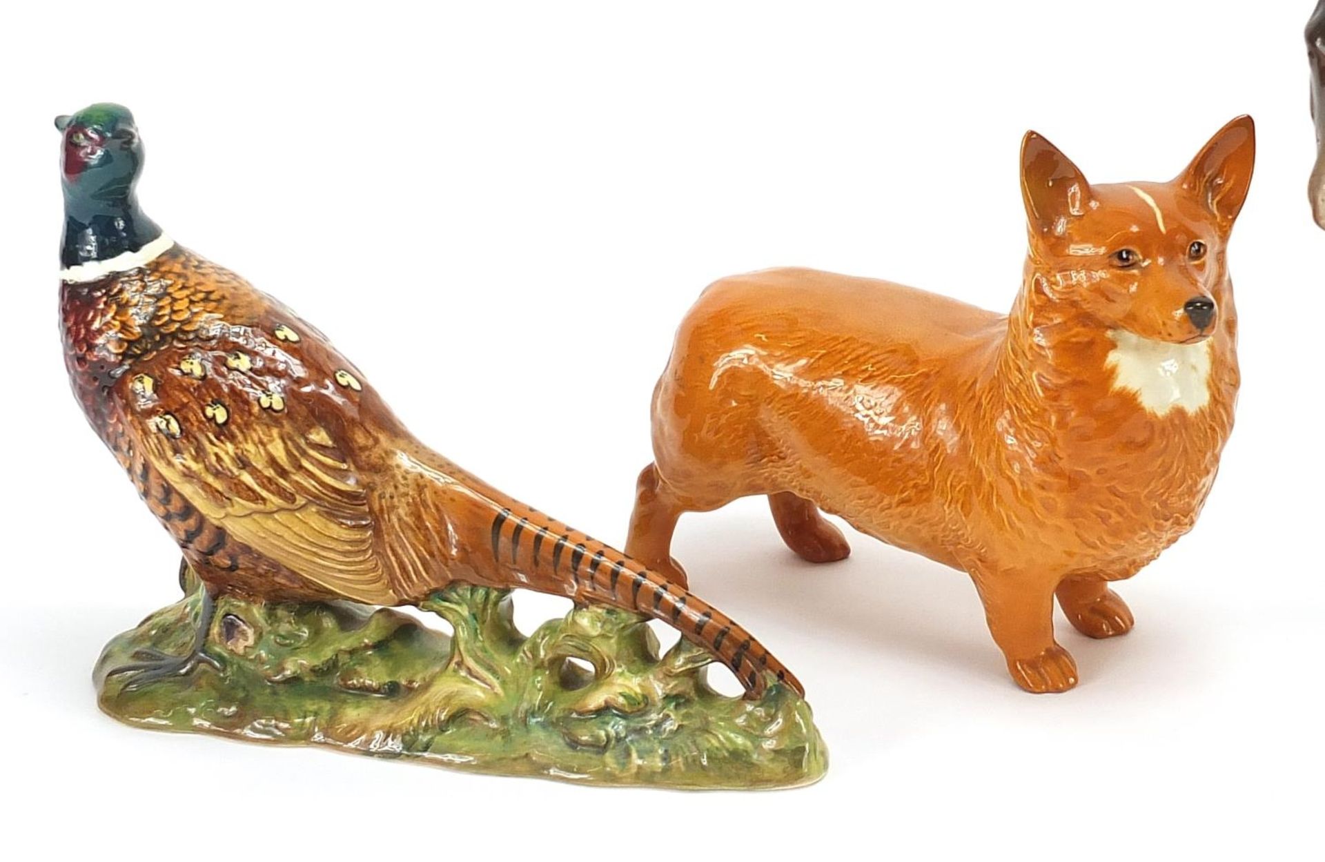 Four Beswick animals comprising horse, pheasant, Corgi and elephant, the largest 25cm in length - Image 2 of 6