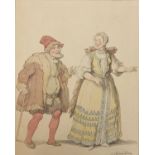 Attributed to Thomas Rowlandson - Lady and Gentleman wearing traditional dress, early 19th century