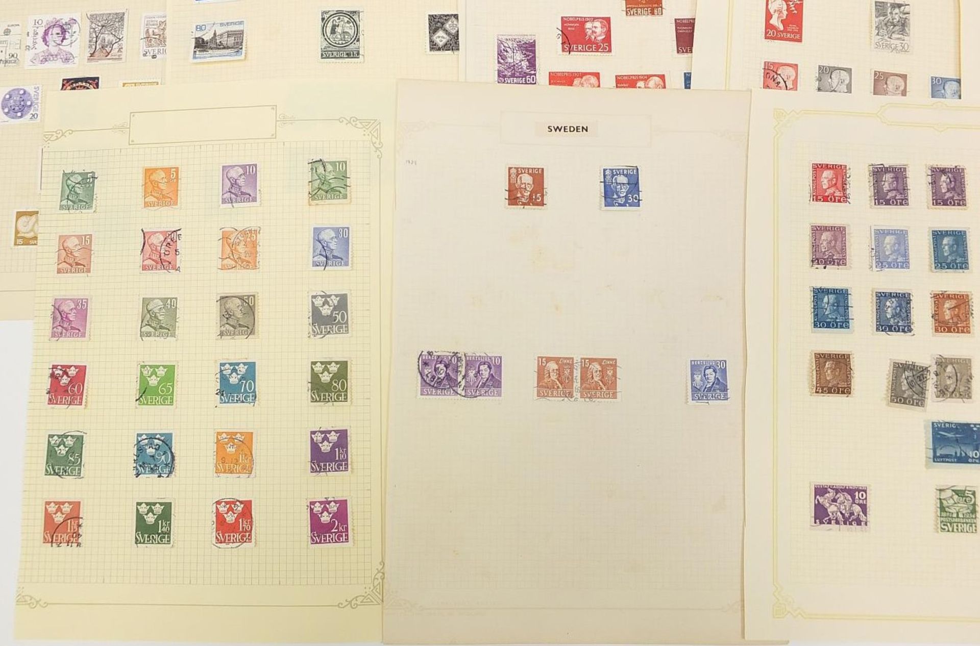 Collection of Swedish stamps from early arranged on several pages - Image 7 of 9