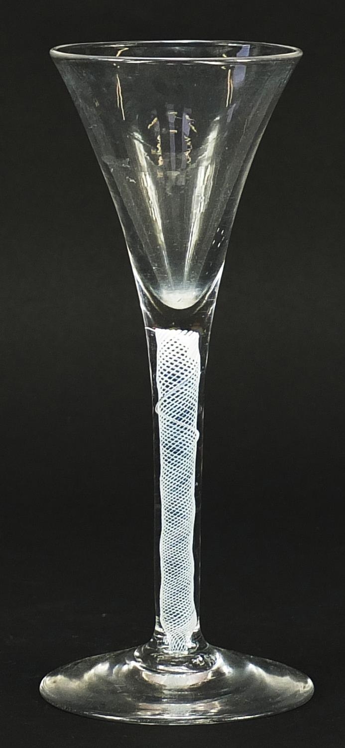 18th century wine glass with multiple opaque twist stem, 17cm high