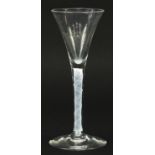 18th century wine glass with multiple opaque twist stem, 17cm high