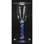 Antique wine glass with opaque twist stem, 15cm high