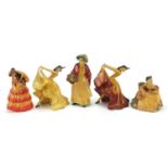 Five Wade cellulose figurines of Art Deco females, the largest 20cm high