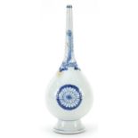 Chinese blue and white porcelain rosewater sprinkler hand painted with flowers, 21cm high