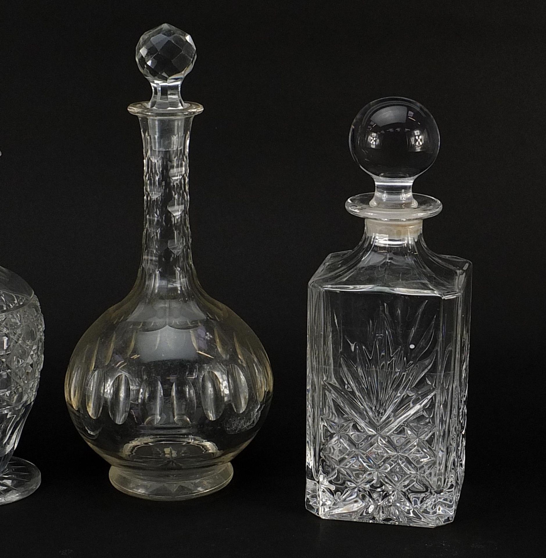 Four glass decanters with stoppers, the largest 30cm high - Image 3 of 5