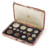 George VI 1937 specimen coin set including a Maundy set and crown housed in a fitted tooled