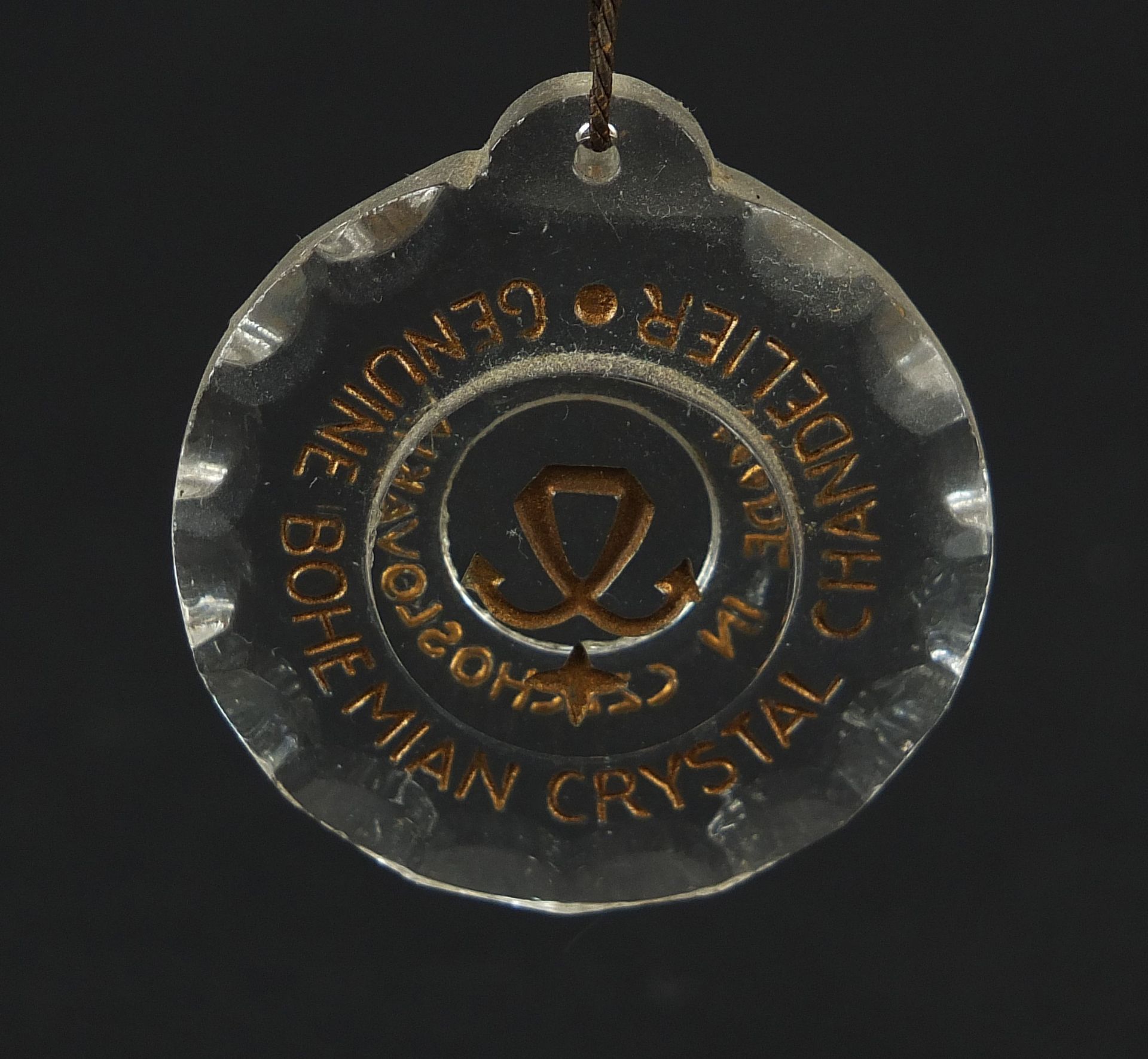 Bohemian cut crystal three branch candelabra, 37.5cm high - Image 2 of 4