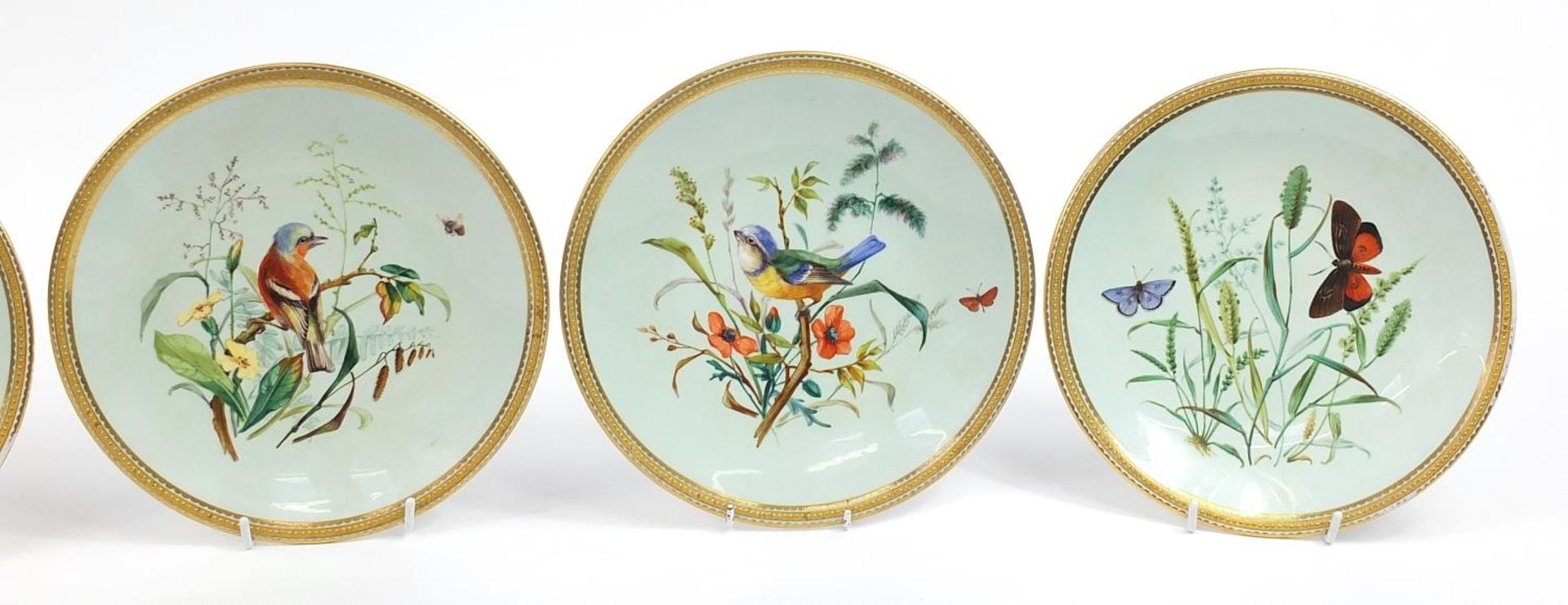 Royal Worcester, set of six Victorian aesthetic porcelain cabinet plates with jewelled borders, each - Image 3 of 5