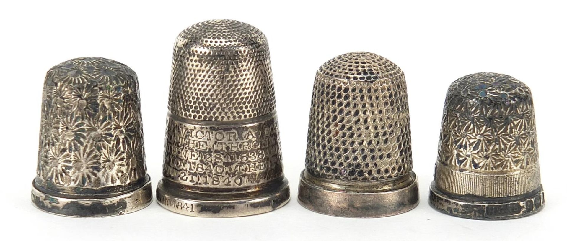 Four silver thimbles, the largest 2.5cm high, total 15.5g - Image 2 of 5