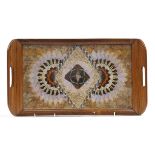 Hardwood butterfly wing serving tray, 55cm wide