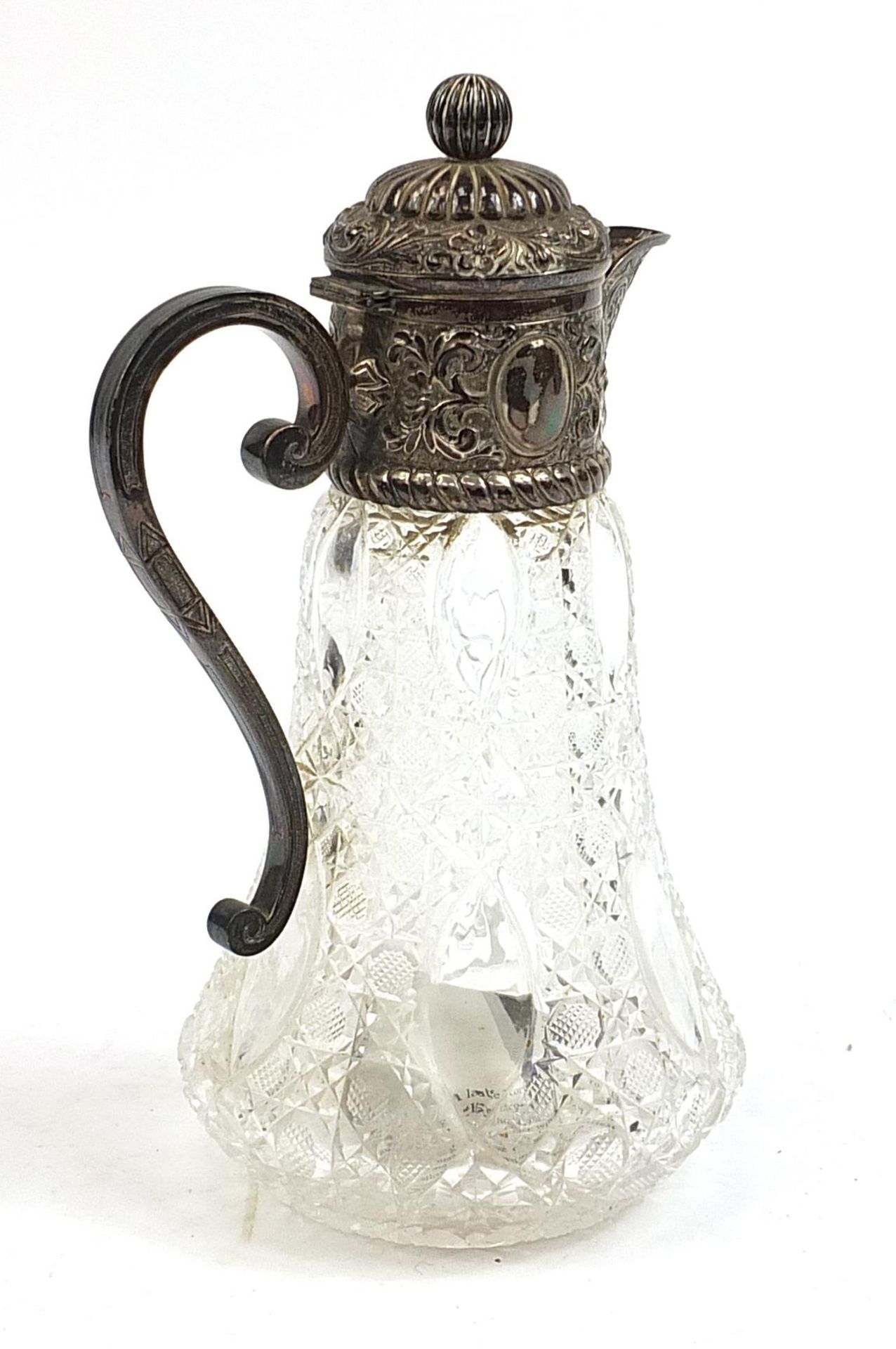 Drew & Son, Victorian silver mounted cut glass claret jug, London 1889, 27cm high - Bild 2 aus 4