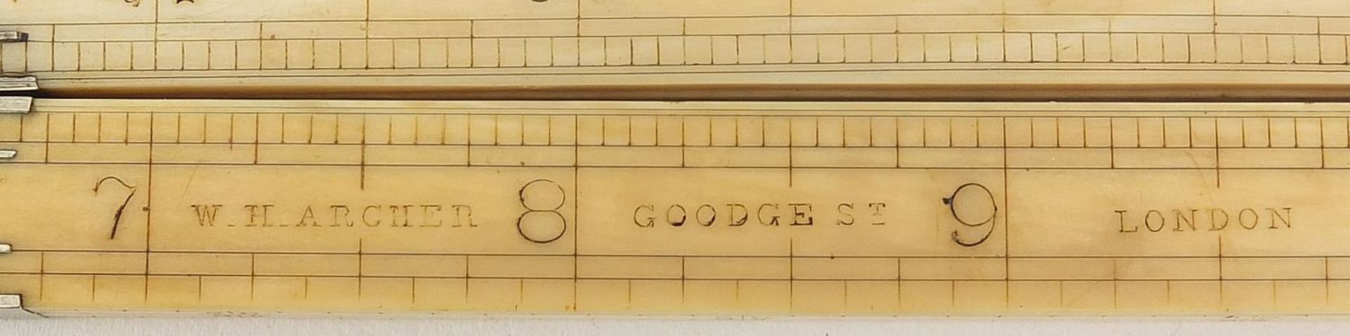 19th century ivory folding rule by W H Archer of Goodge St London, 16cm in length when closed - Image 3 of 3