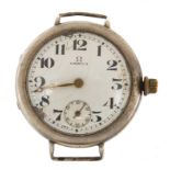 Omega, vintage gentlemen's silver trench style wristwatch, the movement numbered 4789919, 35mm in