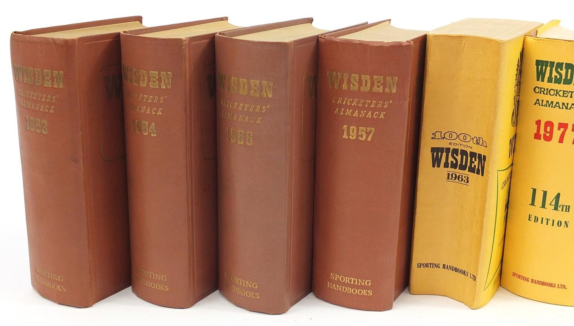 Eight Wisden Cricket Almanacs, 1953, 1954, 1956, 1957, 1963, 1977, 1986 and 2002 - Image 2 of 4