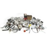 Large collection of vintage motoring interest vehicle parts including Lucas lamps and Marchal