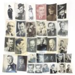 Autographed black and white photographs of male stage and screen stars including Arthur English, Reg