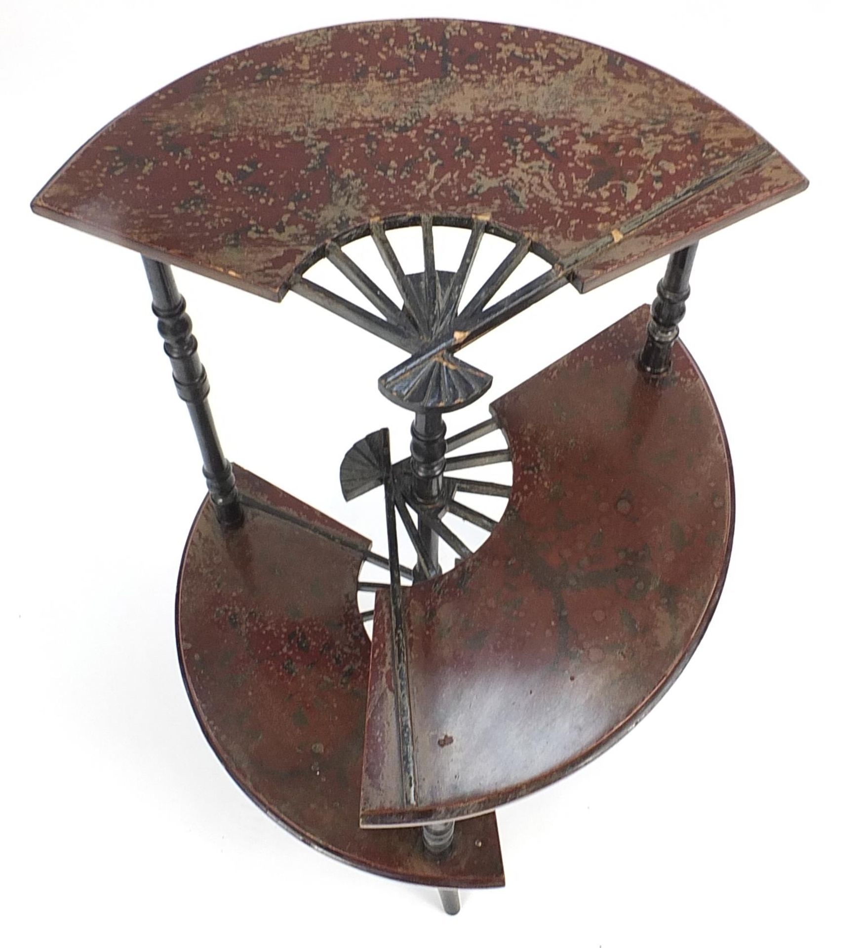 Japanese lacquered three tier stand in the form of fans, 83cm H x 58cm in diameter - Image 3 of 3
