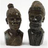 Masinba Kashiri, two Zimbabwean green verdite carved busts, the largest 27cm high