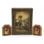 19th century style Spanish giltwood box decorated with figures harvesting and a pair of dragon