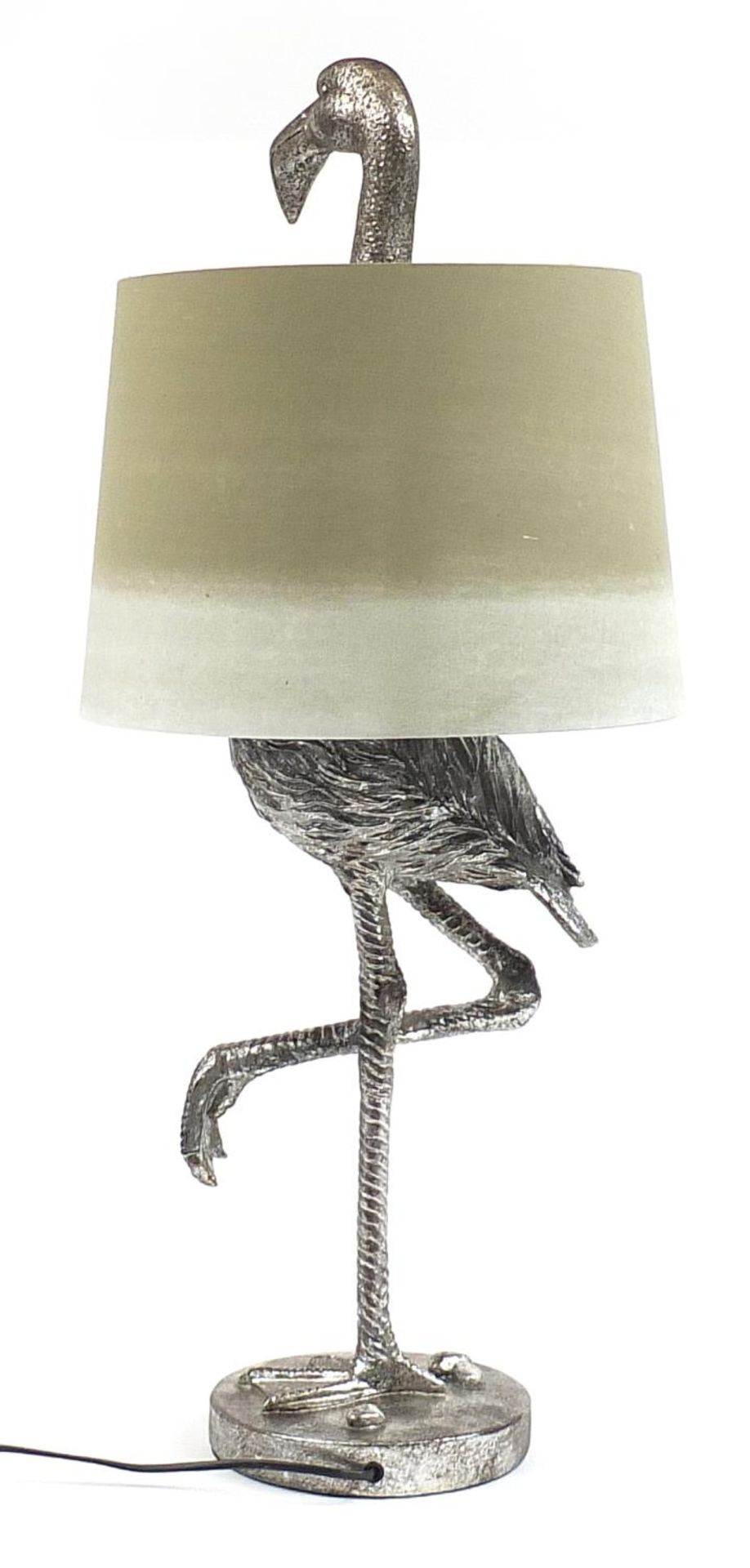 Silvered flamingo design table lamp with shade, 82cm high - Image 2 of 3