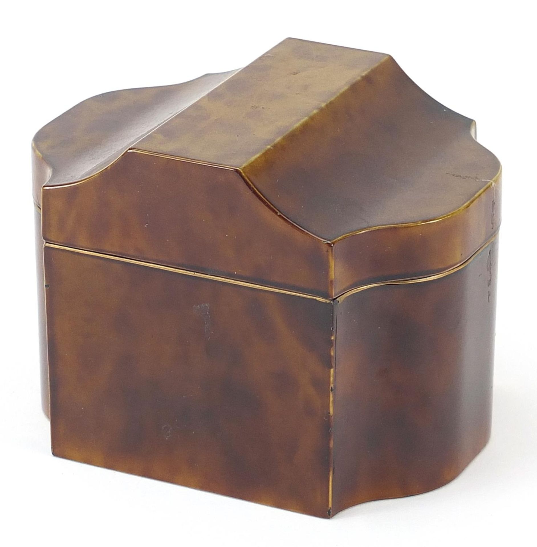 Faux tortoiseshell box and cover, 9cm H x 12cm W x 9cm D - Image 2 of 4