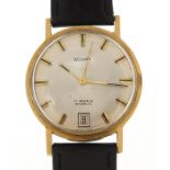 Nivada, gentlemen's 9ct gold wristwatch with date aperture, the case numbered 1784, 33mm in diameter