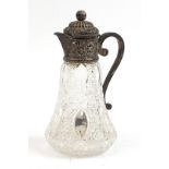 Drew & Son, Victorian silver mounted cut glass claret jug, London 1889, 27cm high