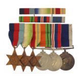 British military World War II six medal group with brooch including a naval Long Service and Good
