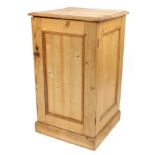 Large pine pedestal cupboard enclosing two drawers, 103cm H x 67cm W x 66cm D