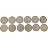 Twelve George VI two shillings, 134g