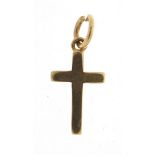 9ct gold cross charm, 1.5cm high, 0.6g