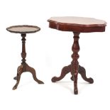 Italian Sorrento style occasional table and mahogany tripod wine table, the largest 60cm high