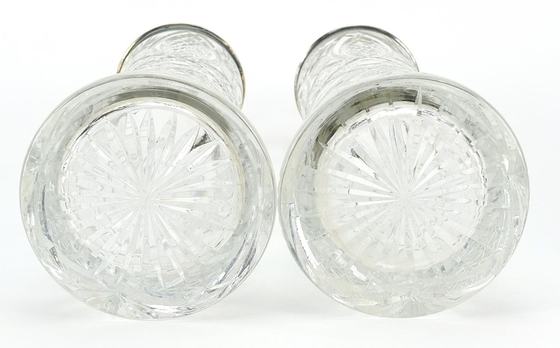 Russian cut vases with silver collars, impressed Russian marks 2MO 875 with hammer and sickle, 28. - Image 3 of 5