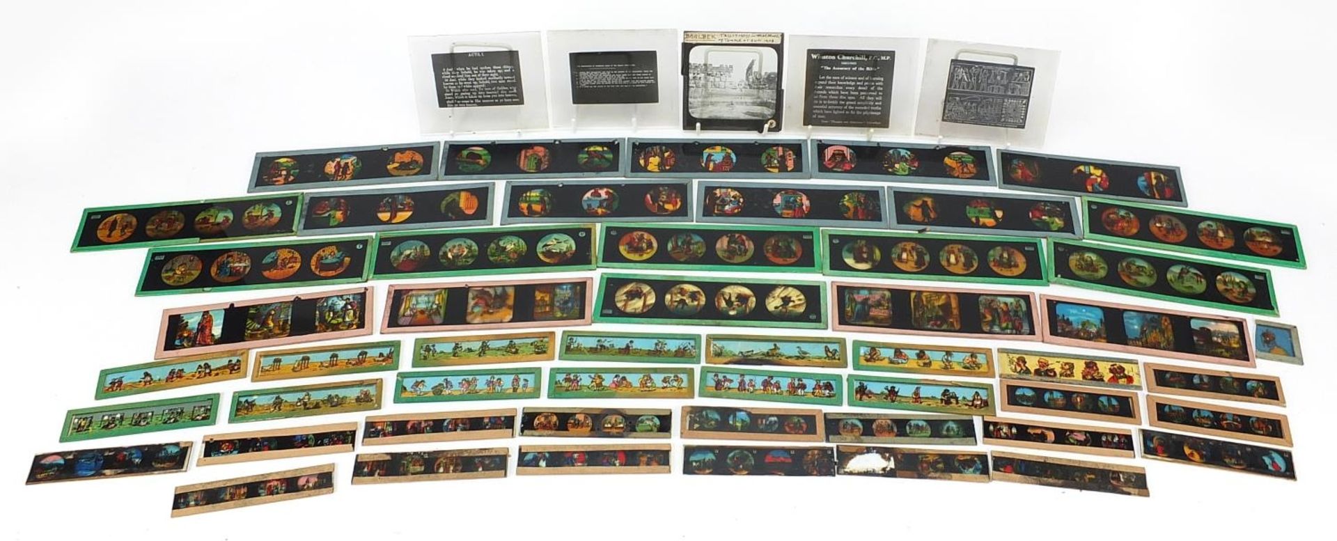 Victorian and later photographic glass slides, some magic lantern including nursery rhymes