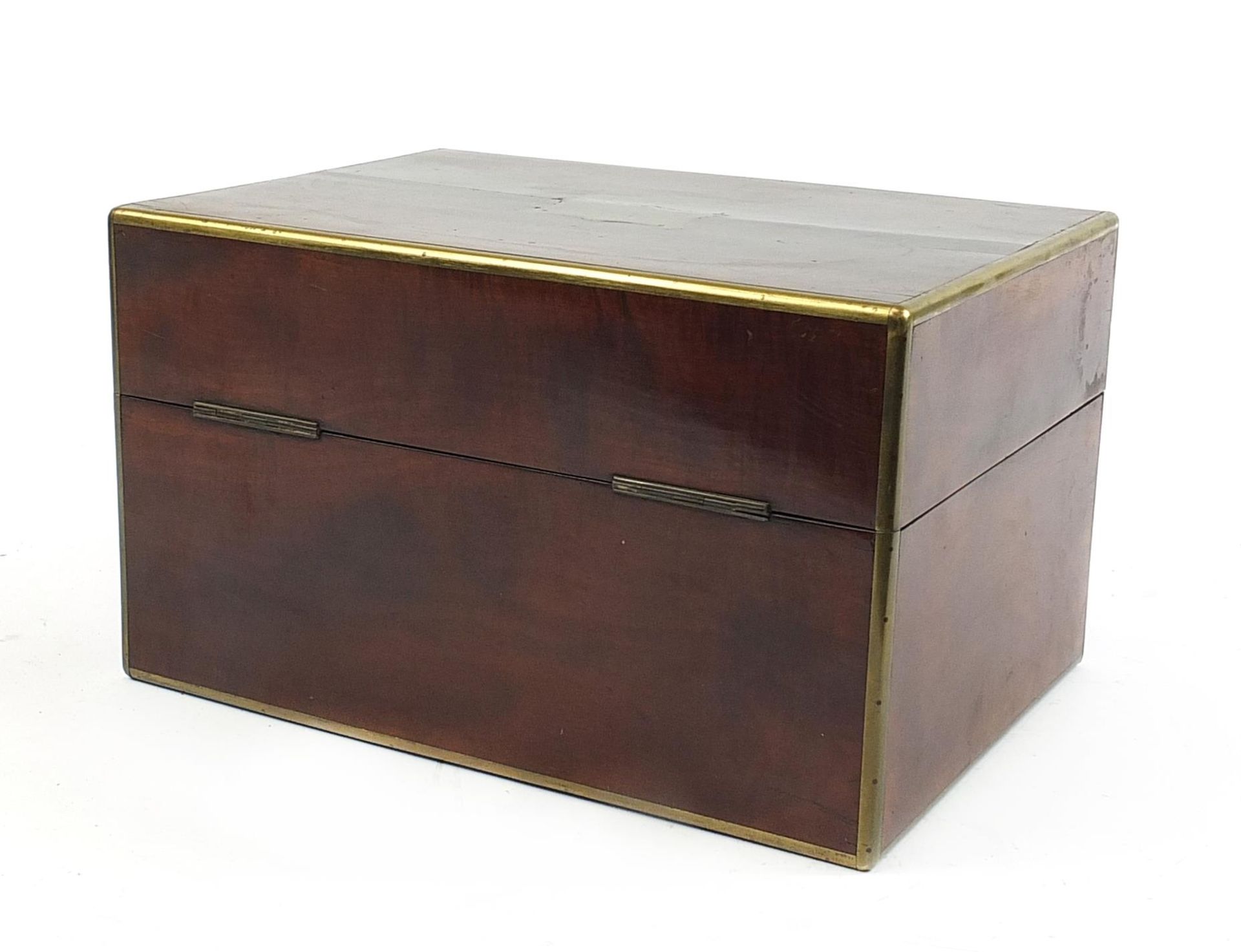 Victorian mahogany box with Brahma lock converted to a humidor, 21cm H x 35.5cm W x 25cm D - Image 4 of 5