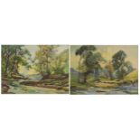 After George Henry Downing - River Eden near Kirkby Stephen and one other, pair of prints, one