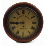 Victorian mahogany wall clock with fusee movement and dial inscribed Sanders & Webber Woolwich, 34cm