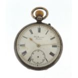 J W Benson, gentlemen's silver open face pocket watch, the movement engraved The Bank Watch Best