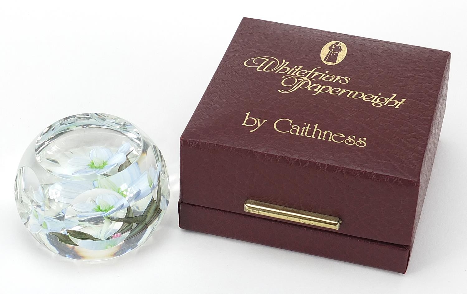 Caithness Whitefriars Dreamer glass paperweight with box, 37/200, approximately 7cm in diameter