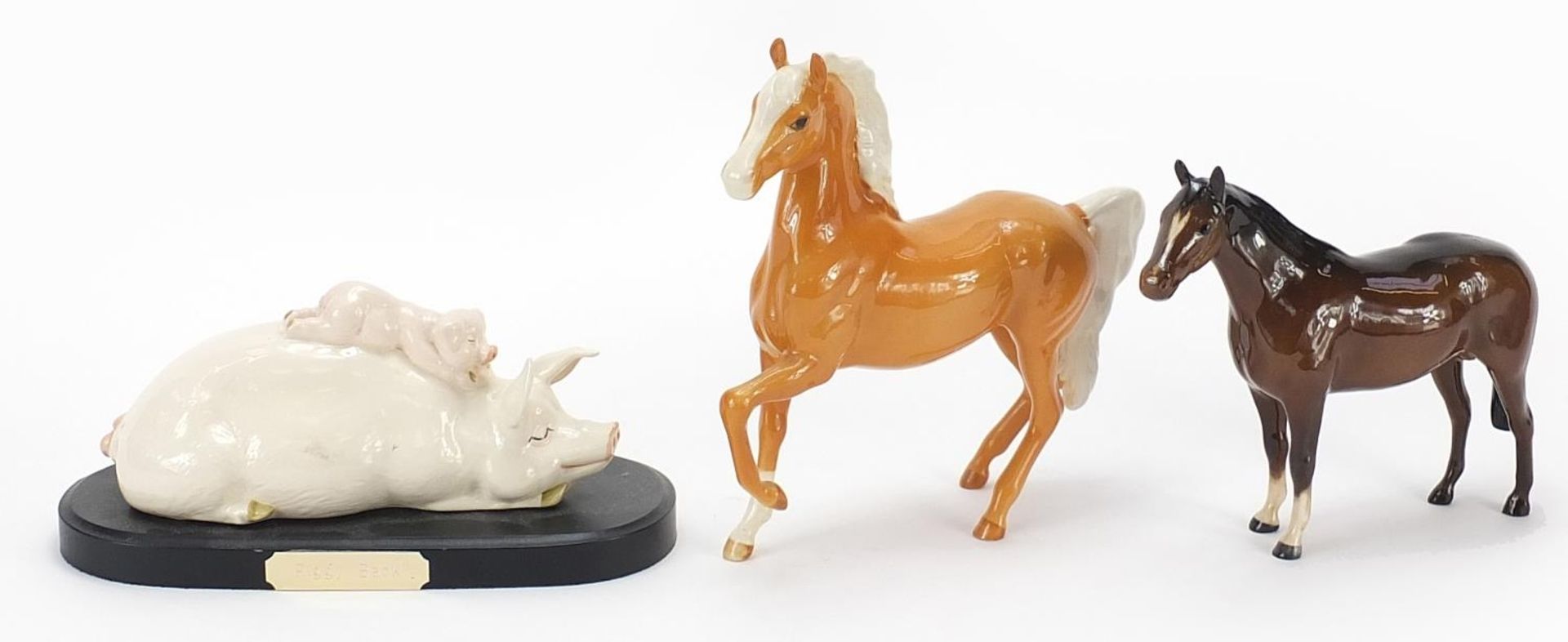 Collectable china including Royal Doulton Beswick horses, the largest 19cm in length