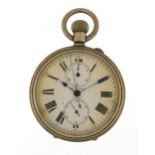 West End Watch Co, gentlemen's open face chronograph pocket watch, the case engraved E. B. S. R.