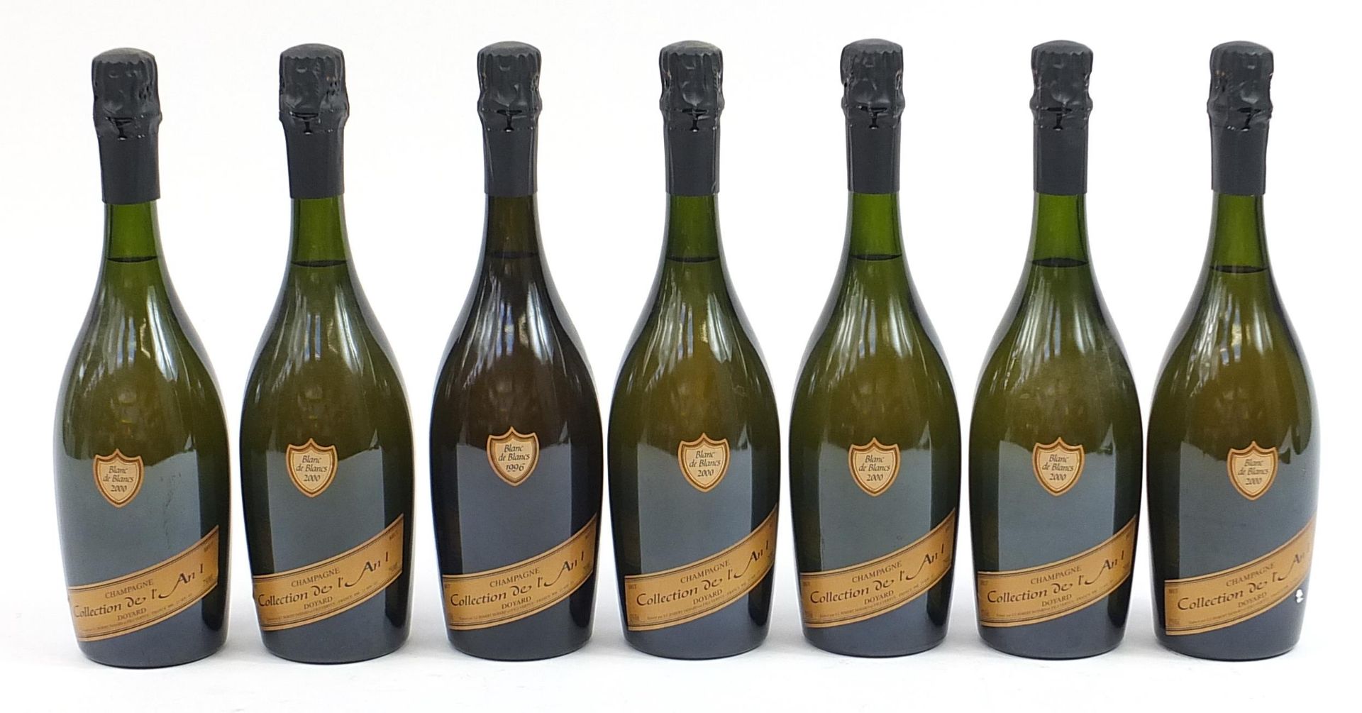 Seven bottles of Blanc de blancs Doyard champagne comprising 2000 and 1996