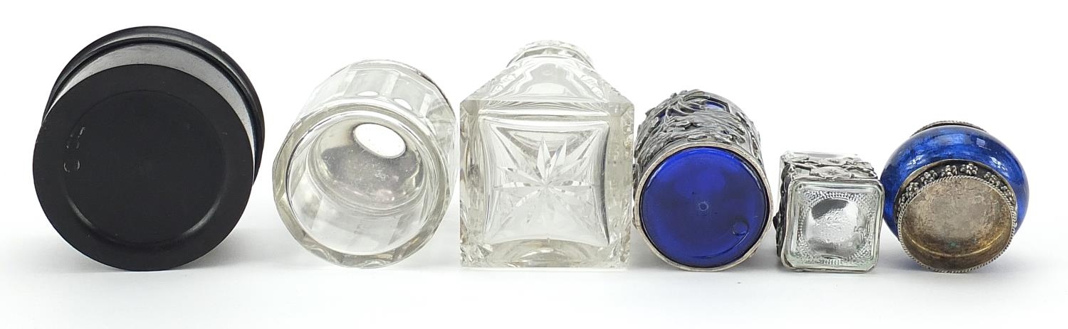 Six scent bottles and jars, some with silver mounts, the largest 17cm high - Image 5 of 5