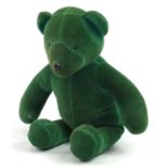 Vintage green teddy bear, 36cm high