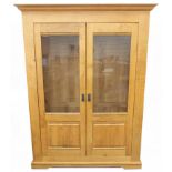 Large contemporary light oak bookcase, 200cm H x 150cm W x 62cm D