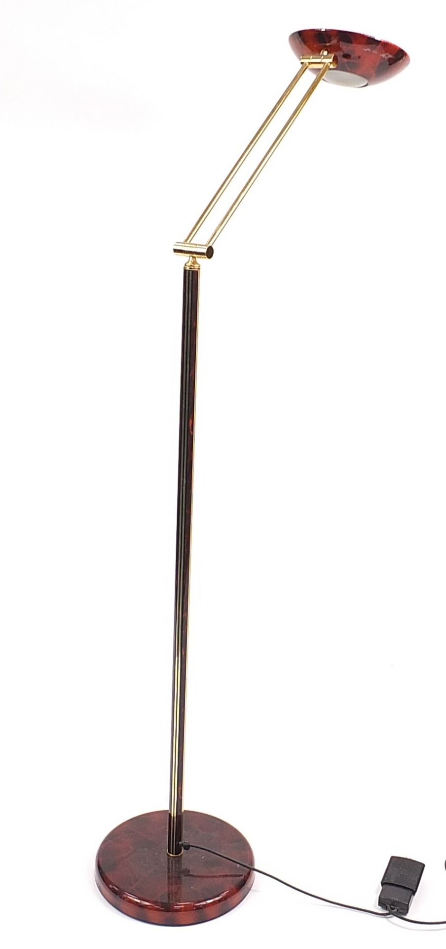 Faux tortoiseshell and brass adjustable standard lamp, 169cm high - Image 2 of 2
